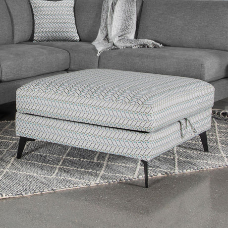 Clint multi-color upholstered storage ottoman front view