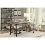 Millwood Weathered Natural Finish And Rustic Black Metal Finish Engineered Wood Writing Desk - Ella Furniture