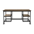 Millwood Weathered Natural Finish and Rustic Black Metal Writing Desk front view