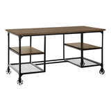Millwood Weathered Natural Finish And Rustic Black Metal Finish Engineered Wood Writing Desk - Ella Furniture