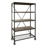 Millwood Weathered Natural And Rustic Black Metal Ash Veneers, Engineered Wood And Metal Bookcase - Ella Furniture
