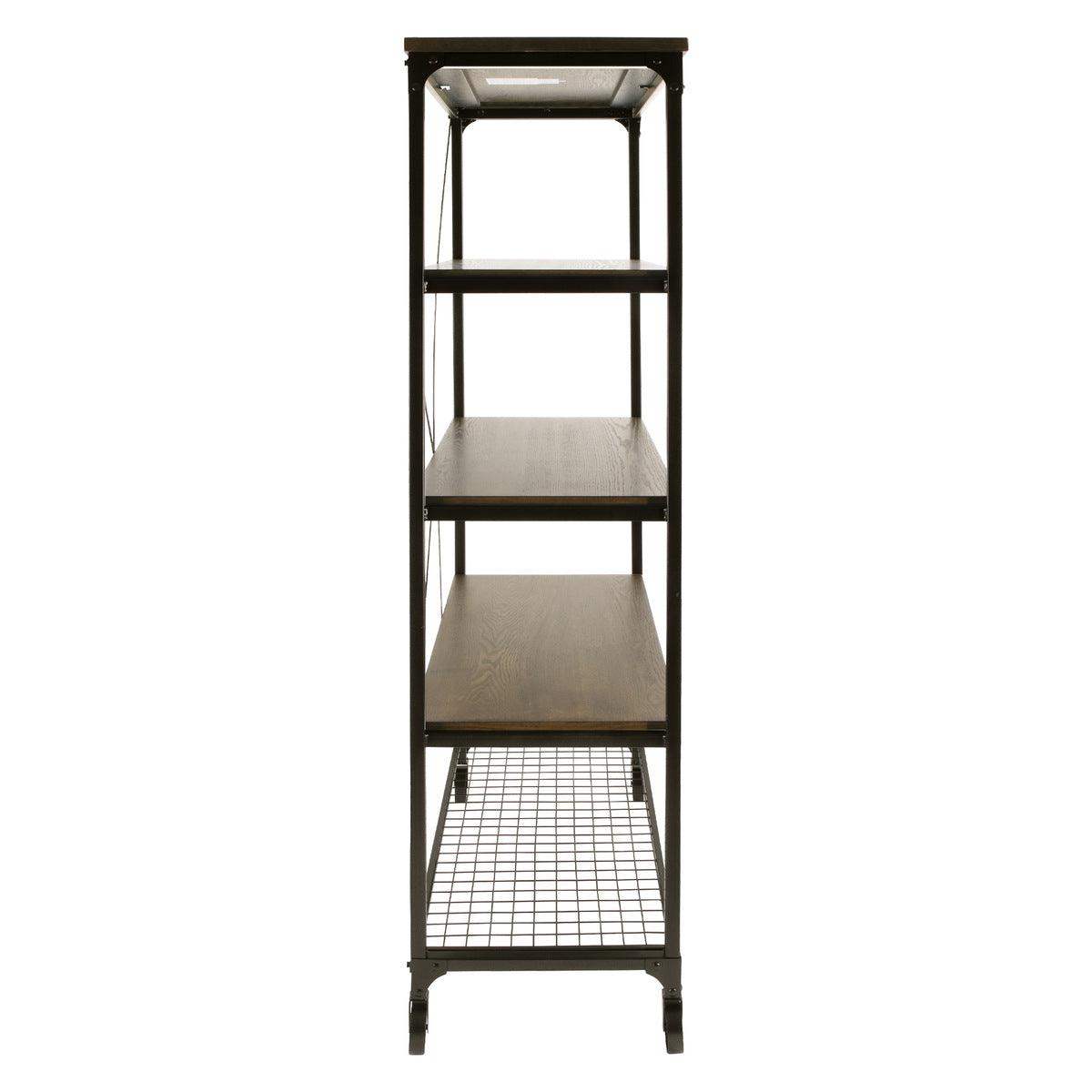Millwood Weathered Natural And Rustic Black Metal Ash Veneers Engineered Wood And Metal Bookcase - Ella Furniture