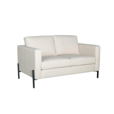 Tilly upholstered loveseat in oatmeal fabric, front angle