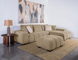 Front view of Octavia Upholstered sectional chaise sofa camel