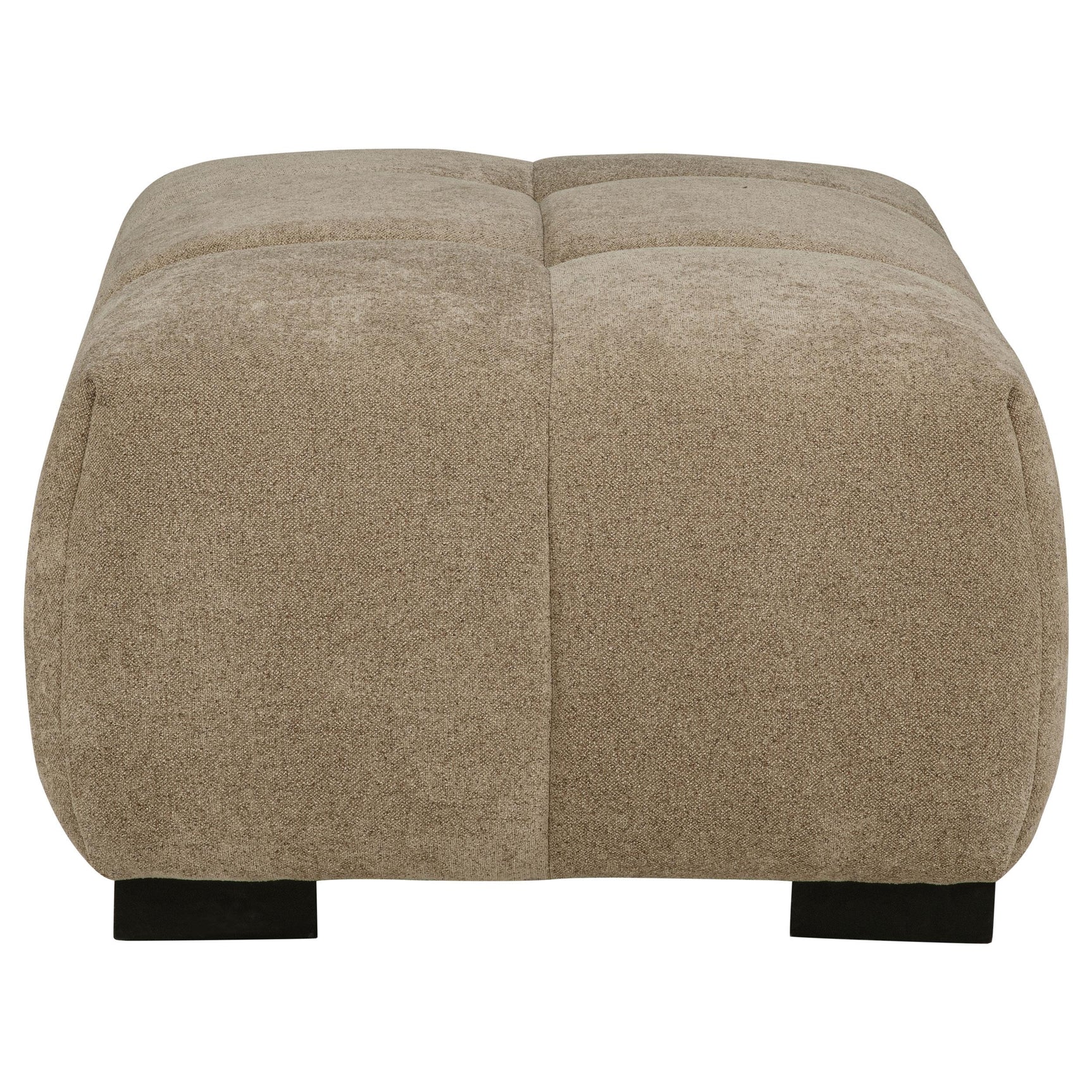 Close-up of camel fabric upholstery on Octavia Ottoman