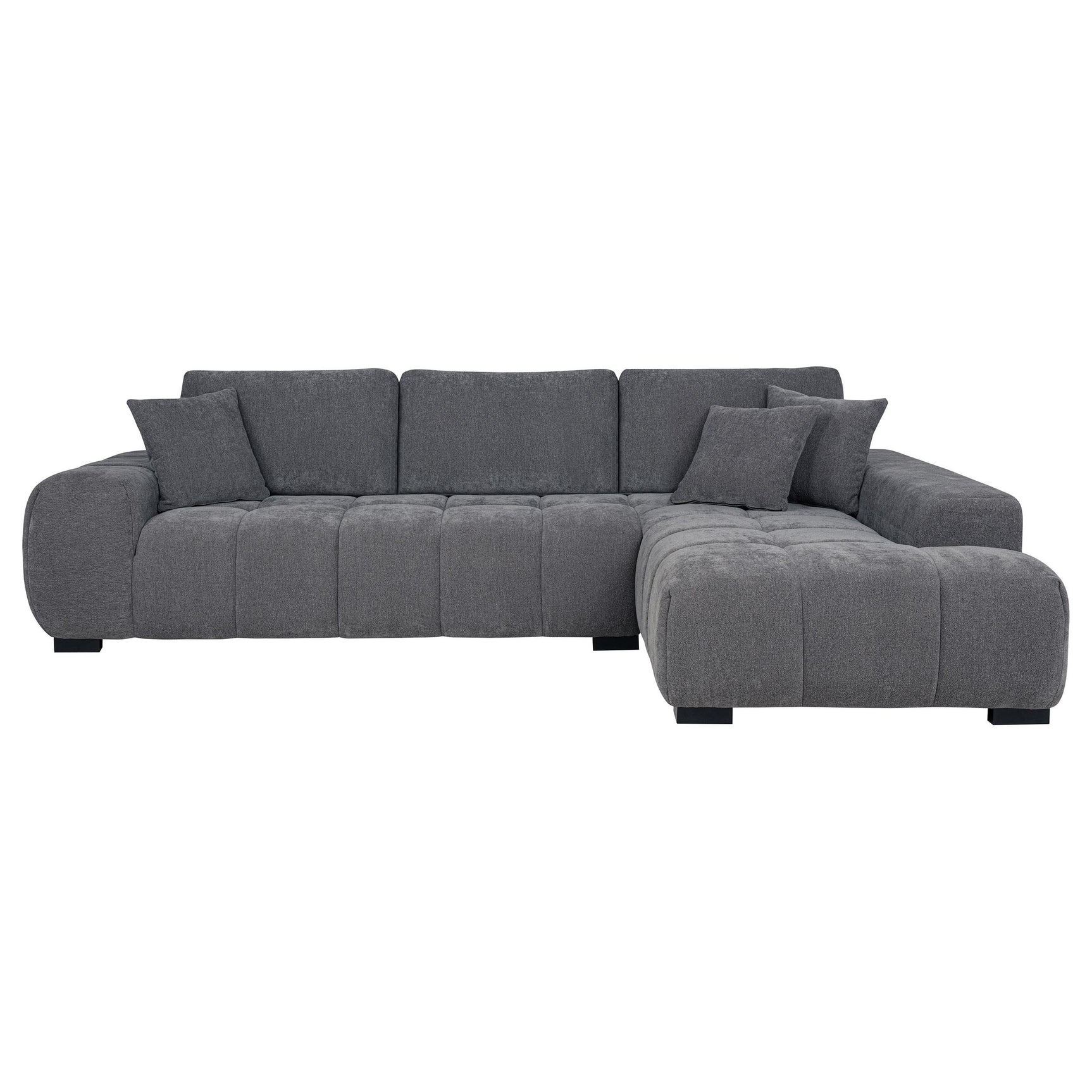 Detail view of Octavia Upholstered Sectional Chaise Sofa fabric and frame