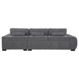 Side view of the sectional chaise sofa in charcoal grey