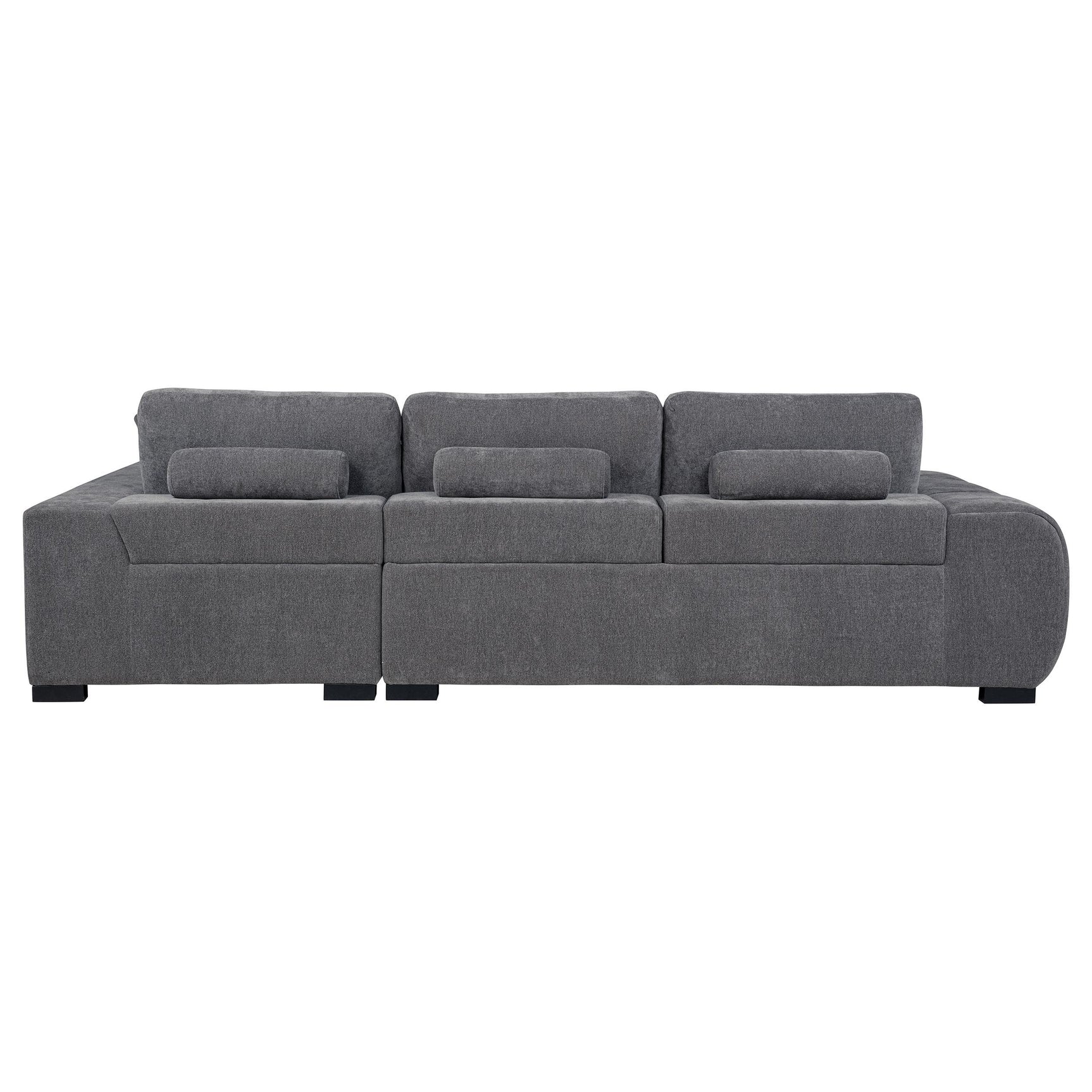 Side view of the sectional chaise sofa in charcoal grey
