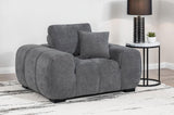 Octavia Accent Chair side view showing track arm design