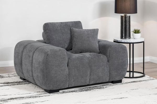 Octavia Accent Chair side view showing track arm design