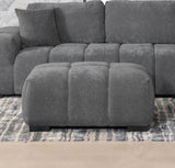 Octavia Rectangular Ottoman angled side view showing tufted upholstery