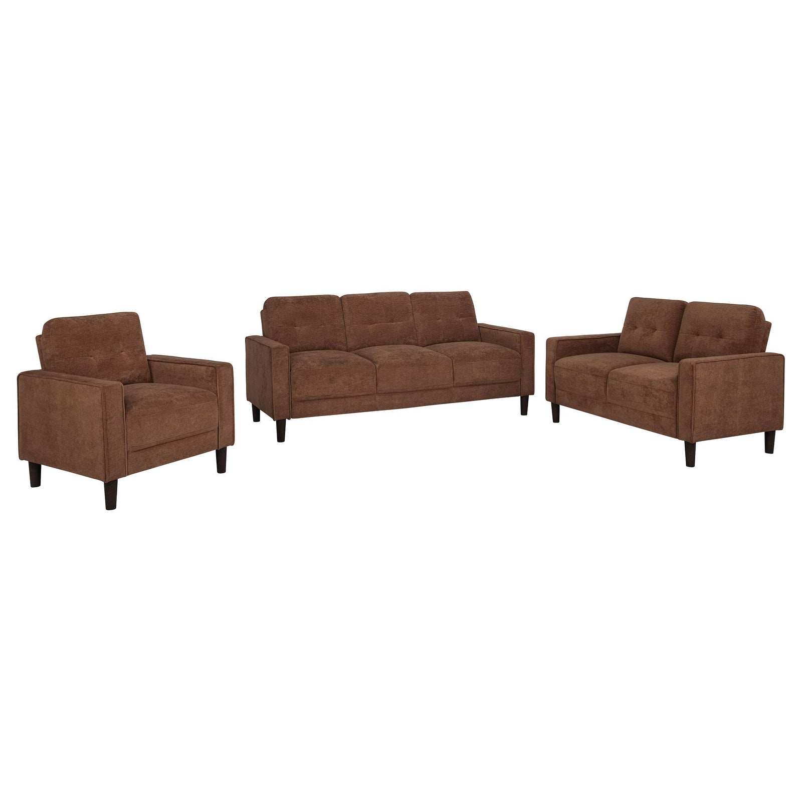 main view of Bowen II 3-piece Fabric Upholstered Track Arm Sofa Set Rust furniture