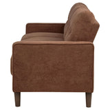 Bowen II rust fabric upholstered track arm sofa front angle