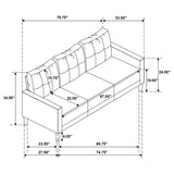 Bowen II rust fabric upholstered track arm sofa angled main view