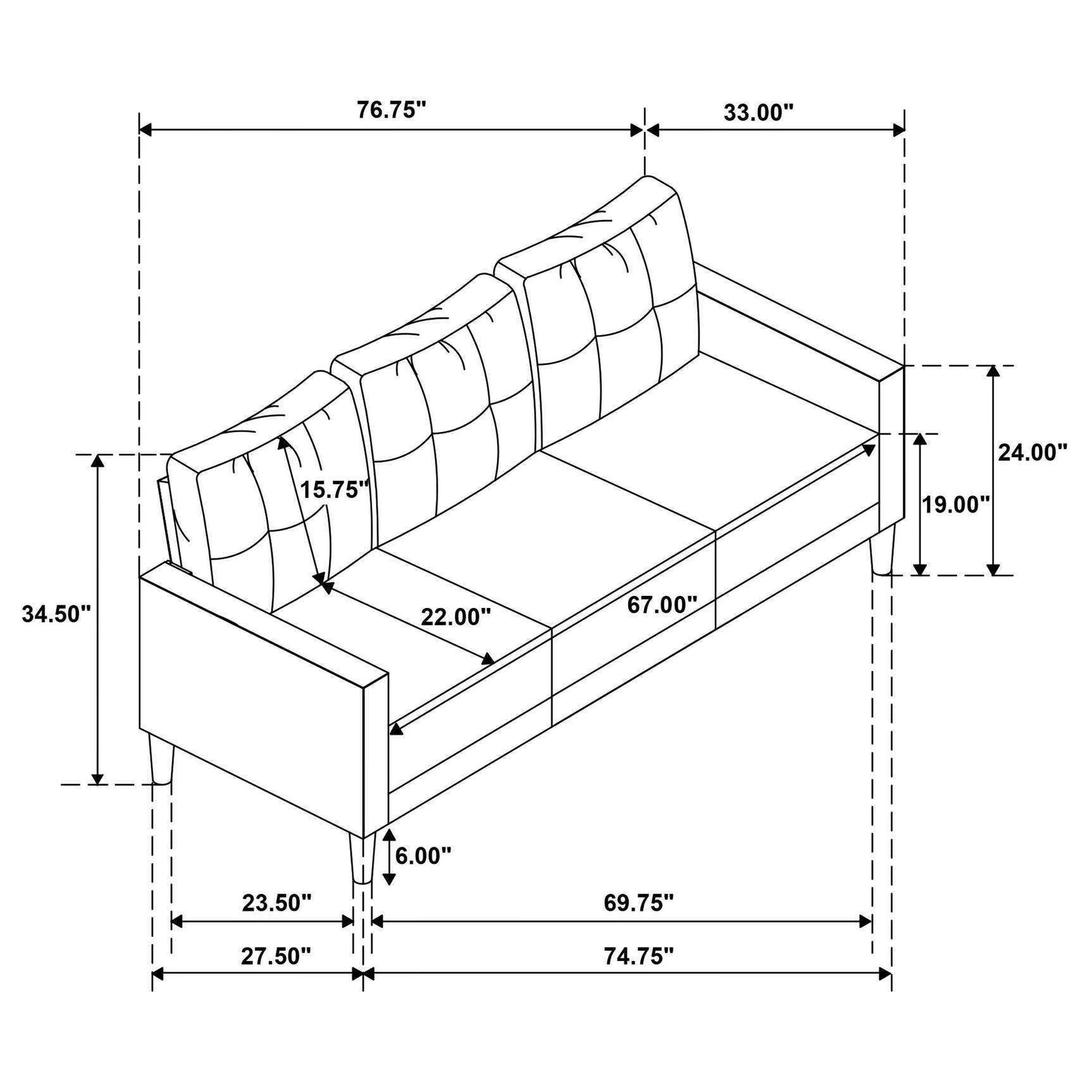 Bowen II rust fabric upholstered track arm sofa angled main view