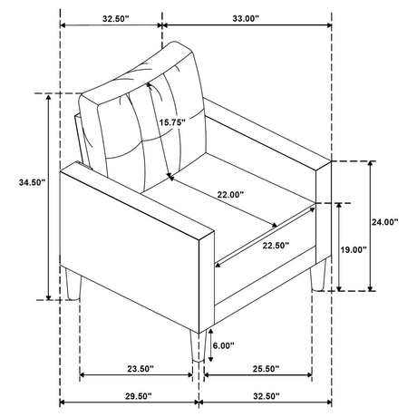 Bowen II accent chair angled front view
