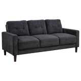 Side view of Bowen II 3-piece Upholstered Track Arm Sofa Set steel grey