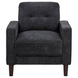 Side profile of Bowen II sofa with fabric upholstery