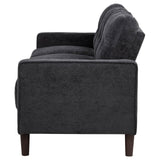 Bowen II sofa angled front view with steel grey fabric