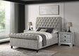 Kate king size light gray upholstered tufted platform bed front view