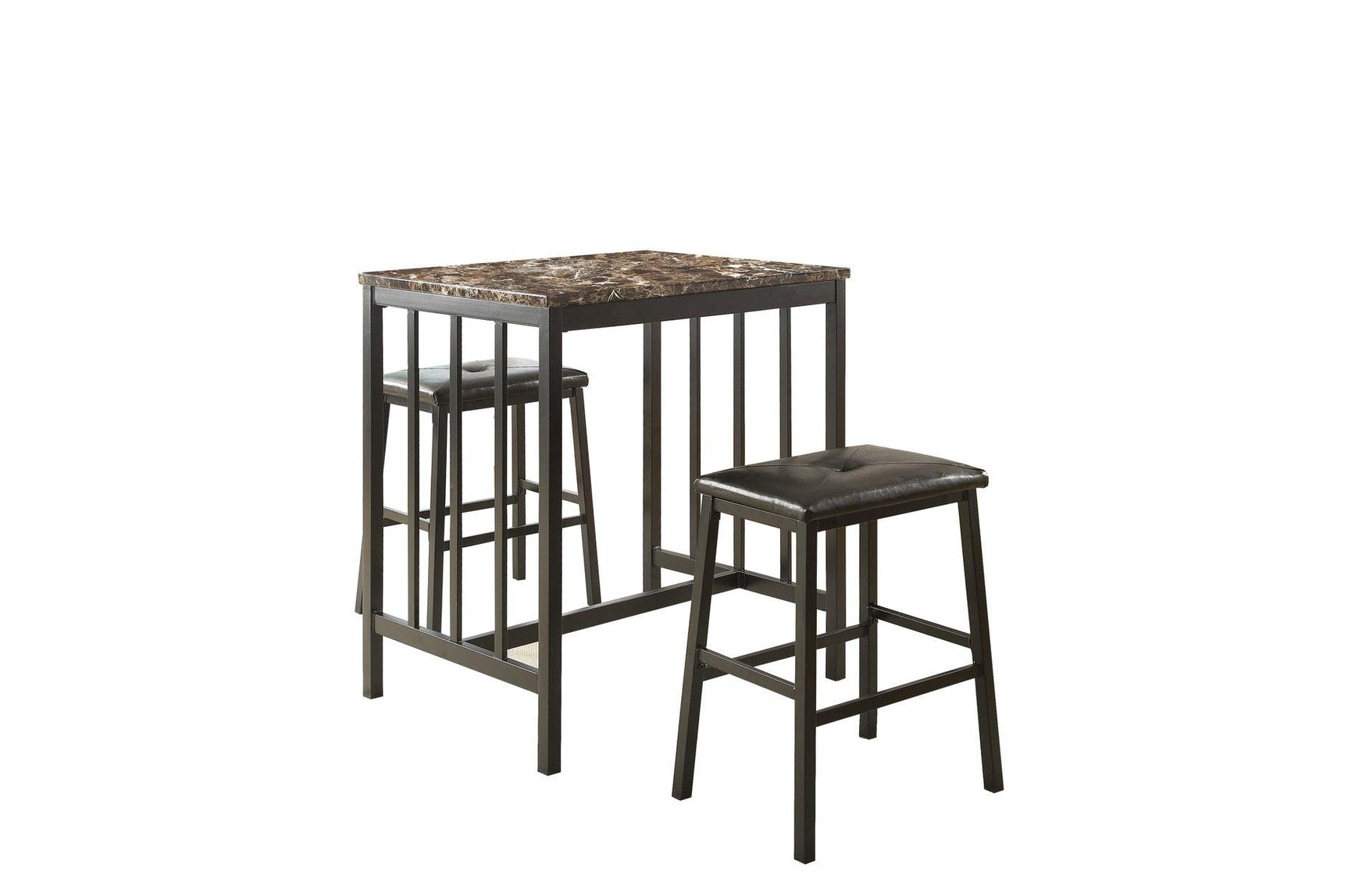 room view showcasing Edgar black faux leather and faux marble dining set