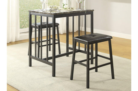main view of Edgar black faux leather and faux marble counter height dining set