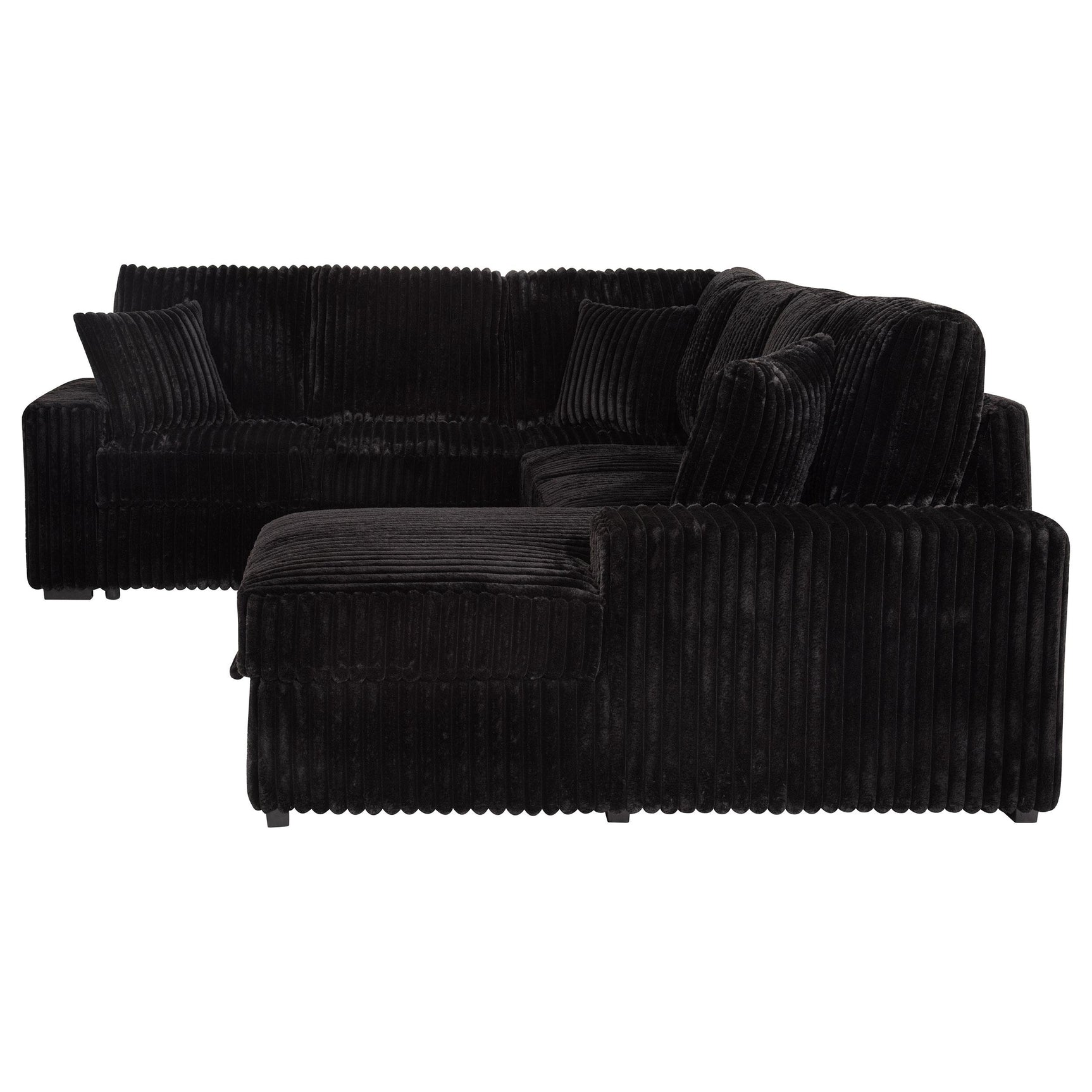 Side view of sectional sofa chaise