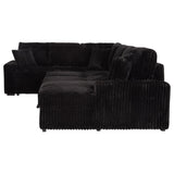 Back view of fabric sectional sofa