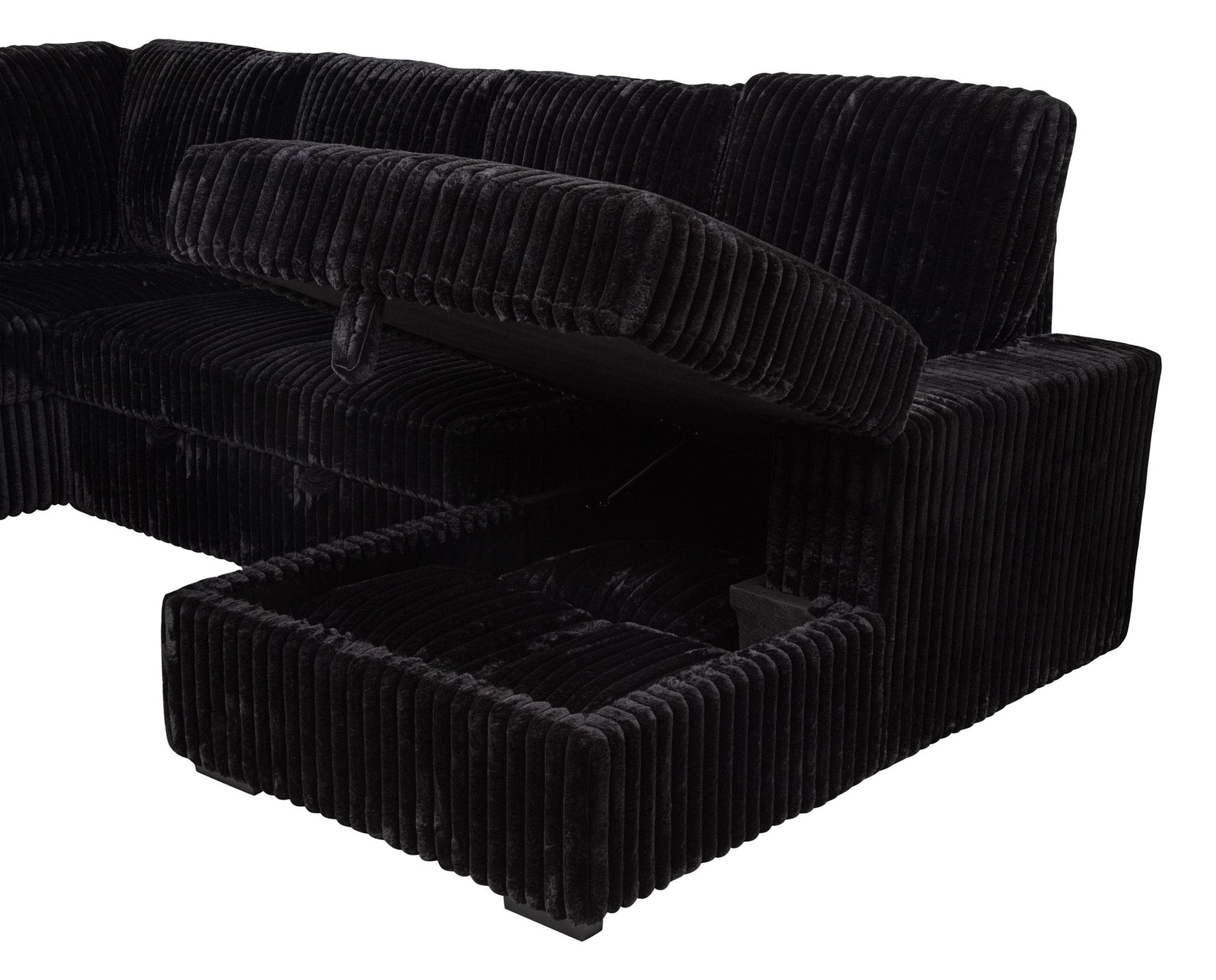 Front angle showing sofa seating