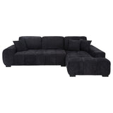 Octavia sectional sofa black fabric upholstery, side view