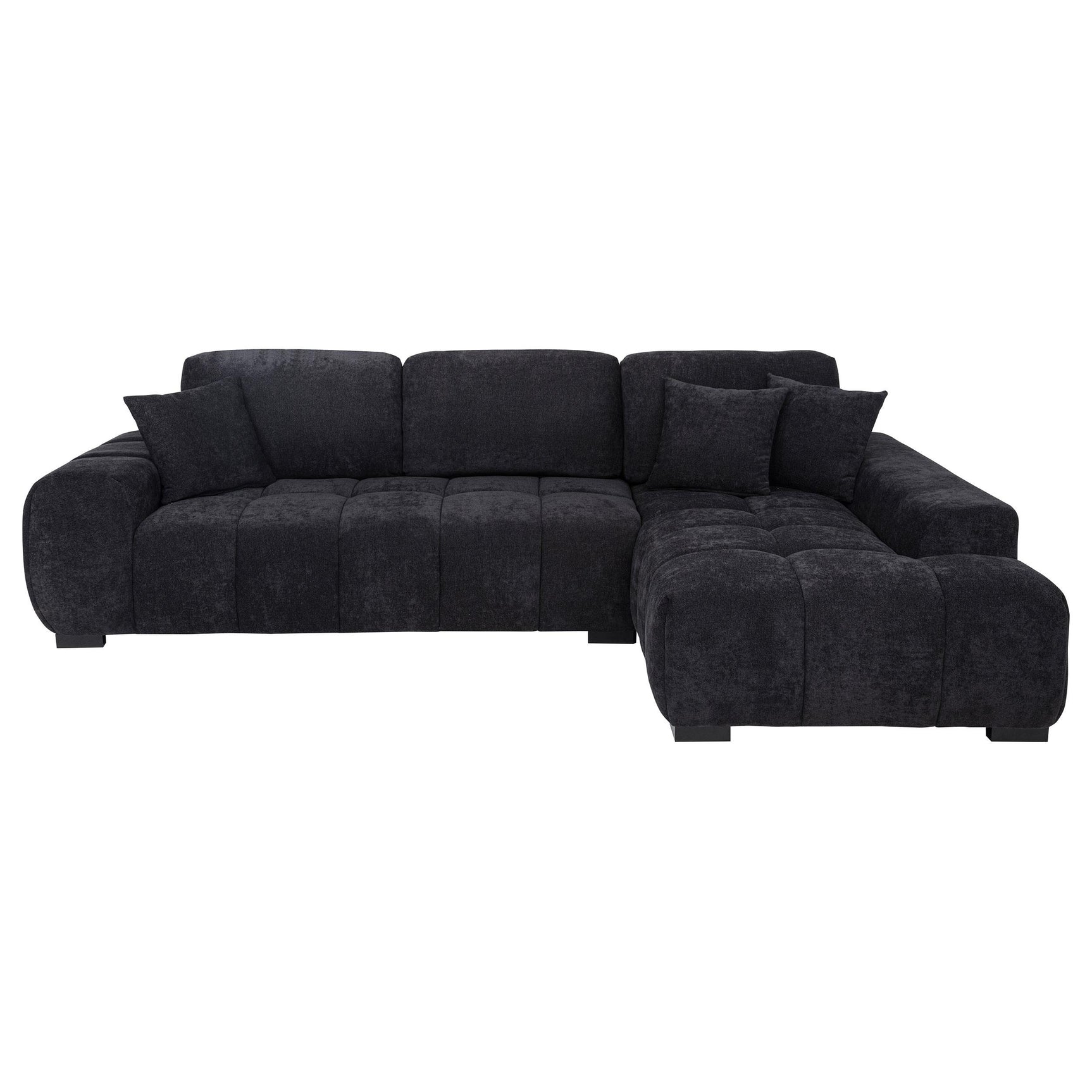 Octavia sectional sofa black fabric upholstery, side view