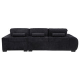 Octavia sectional sofa black fabric upholstery in living room setting