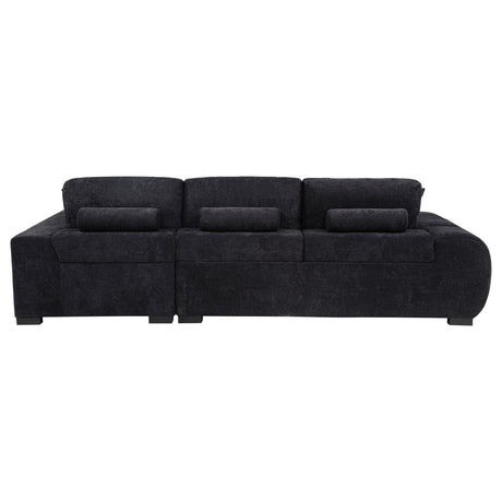 Octavia sectional sofa black fabric upholstery in living room setting