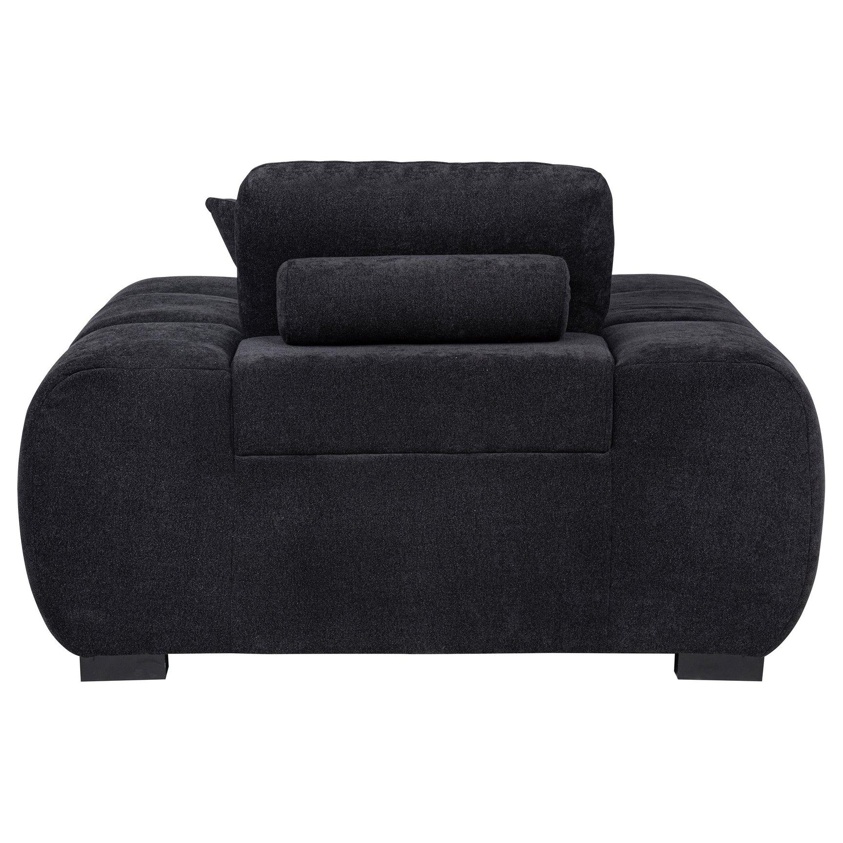 Octavia accent chair angled view showing wooden legs