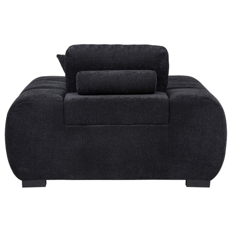 Octavia accent chair angled view showing wooden legs