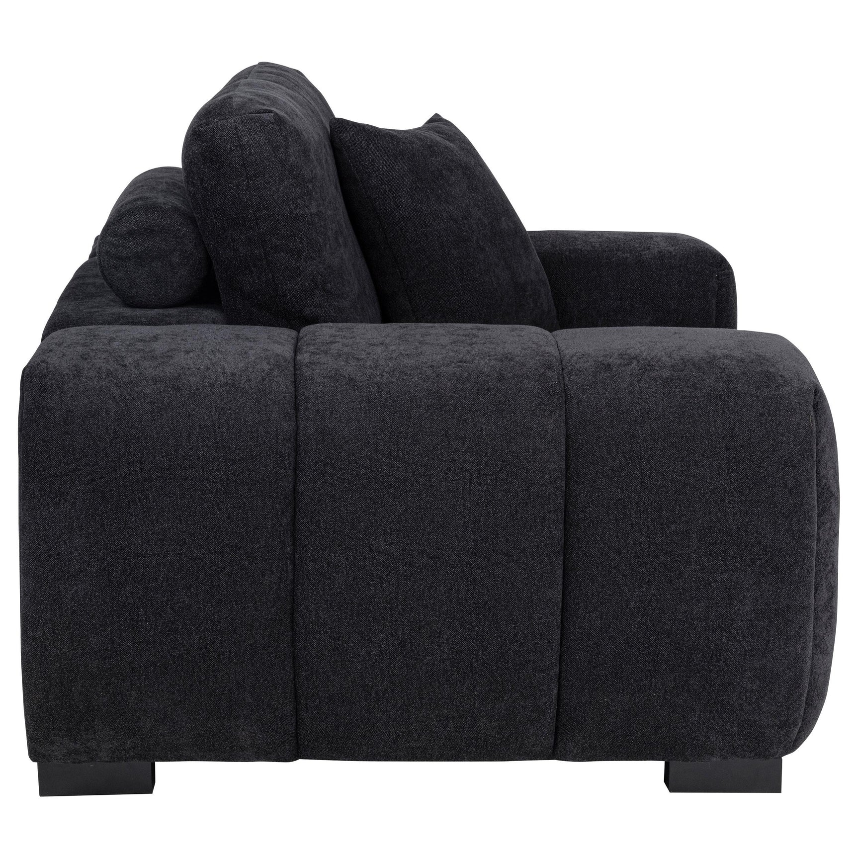 Detailed view of seat cushioning and upholstery fabric