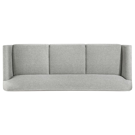 Side profile of Vaughn grey fabric sofa