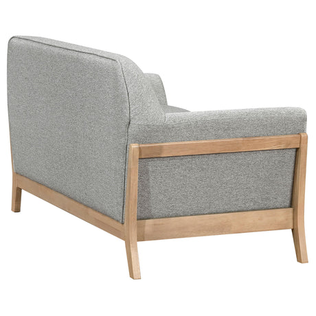 Loveseat angled showing flared arm design