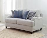 Glenn Recessed Arms Loveseat Light Grey - Ella Furniture