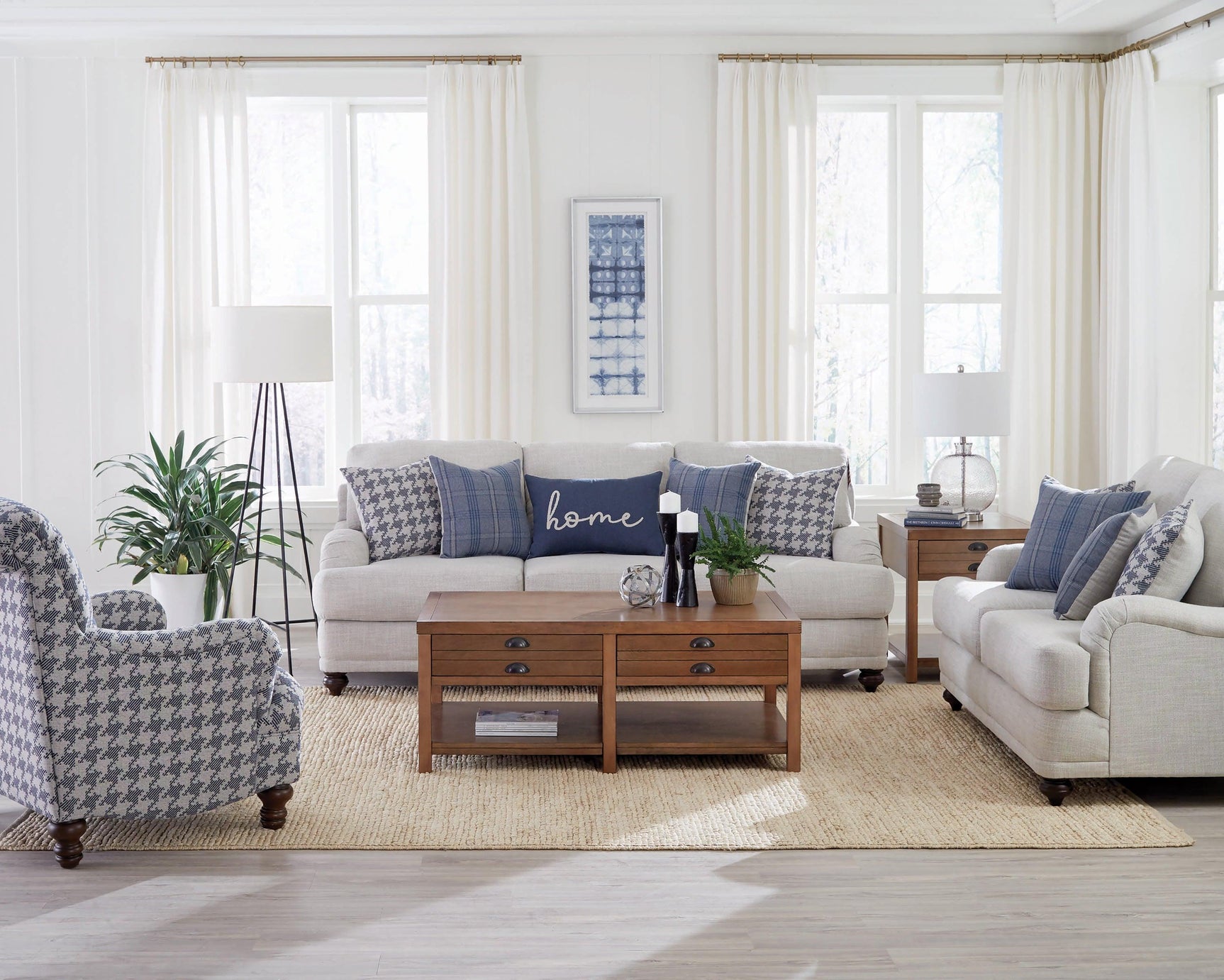 Glenn Recessed Arms Loveseat Light Grey - Ella Furniture