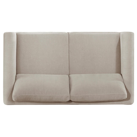 Islington loveseat seat cushions showing reversible foam design