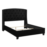 Eva Black Tufted Upholstered Queen Bed corner detail