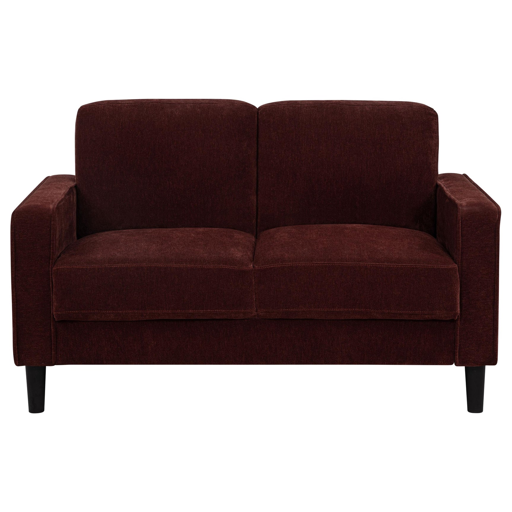 Ruth loveseat side view showing track arm