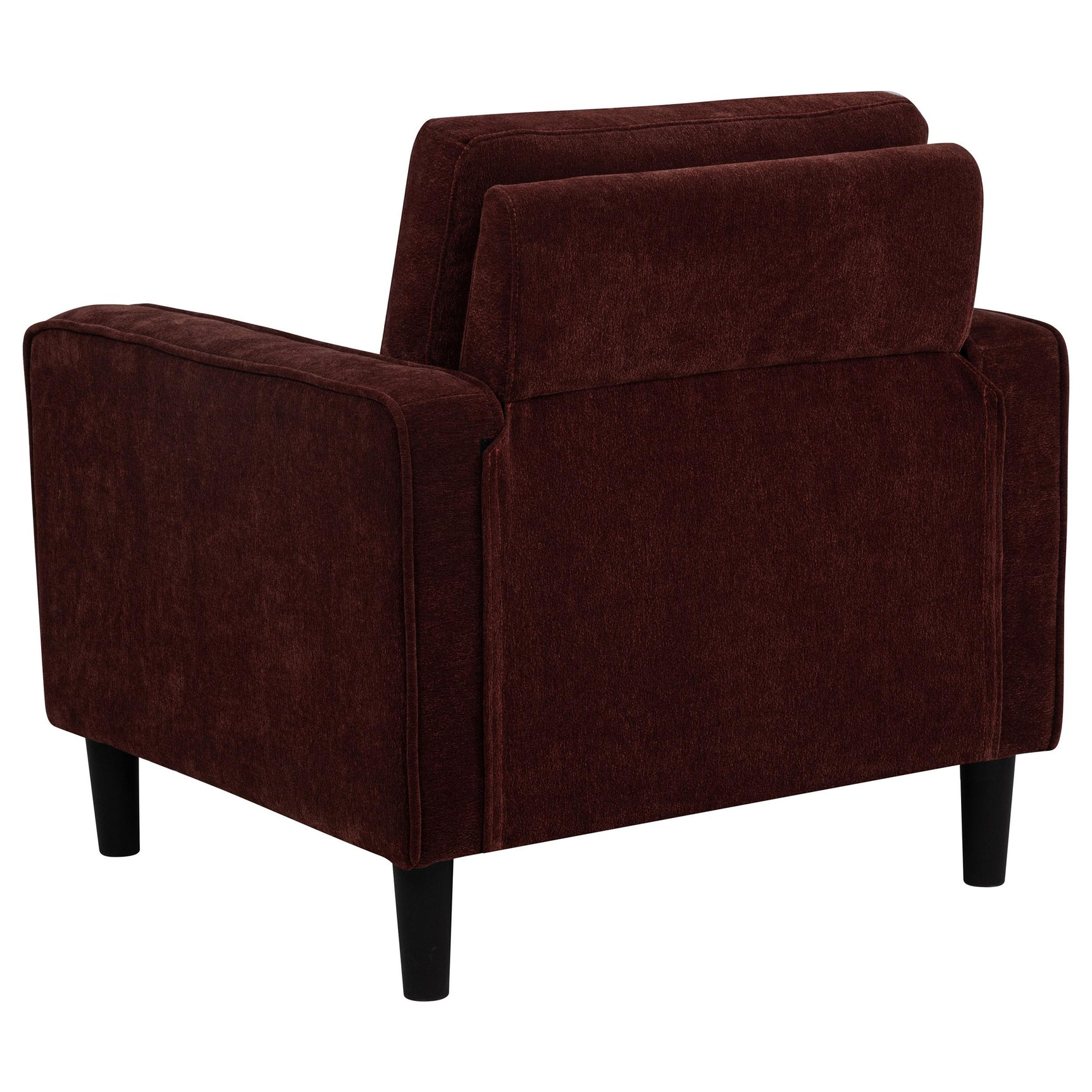 View of tapered plastic legs on Ruth chair