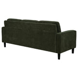 Close-up detail of Ruth sofa fabric and arm