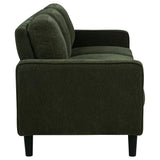 Another front angle of Ruth fabric sofa in matcha green