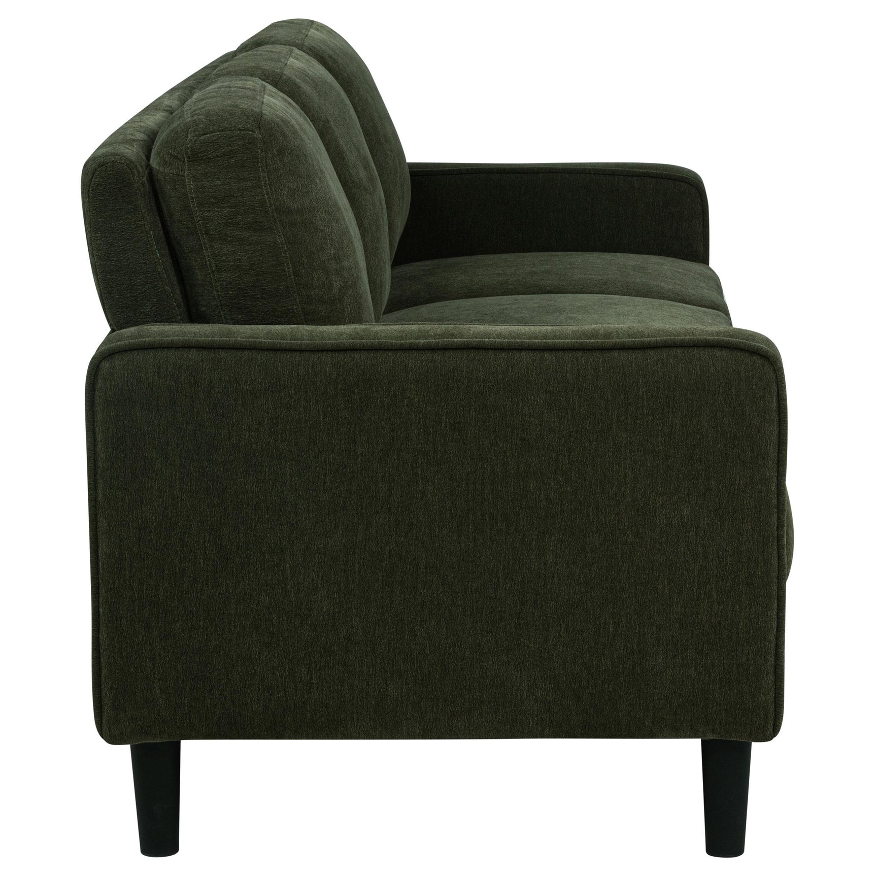 Another front angle of Ruth fabric sofa in matcha green