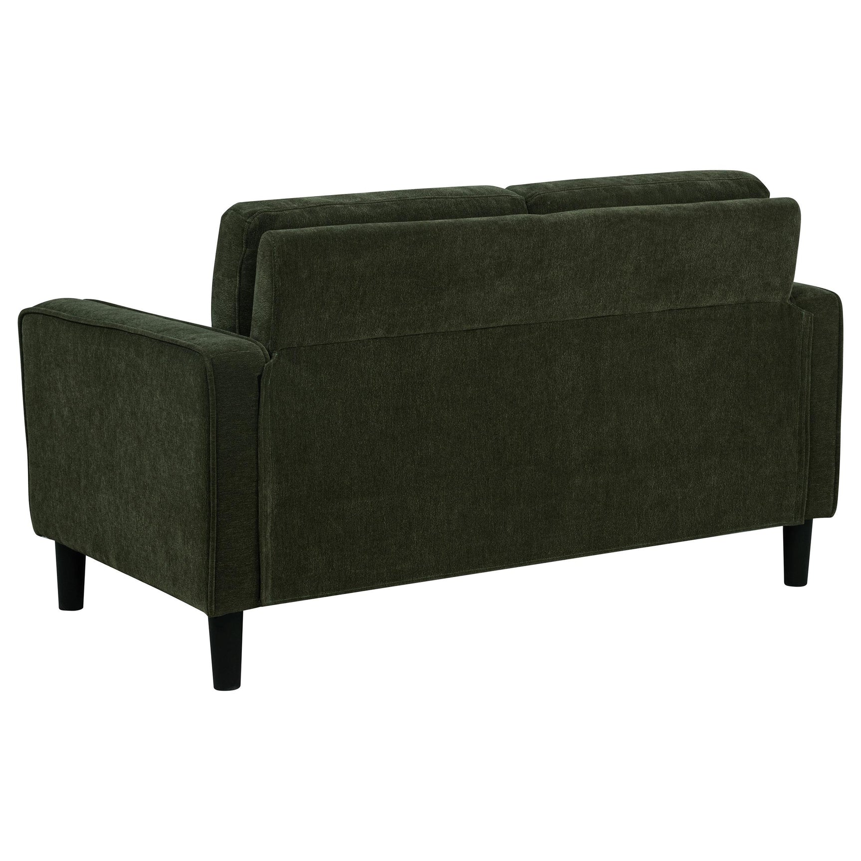 Back view showing webbing back construction of Ruth loveseat