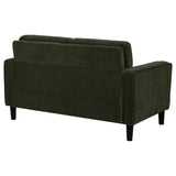 Attached pocket coil seat cushion on Ruth loveseat