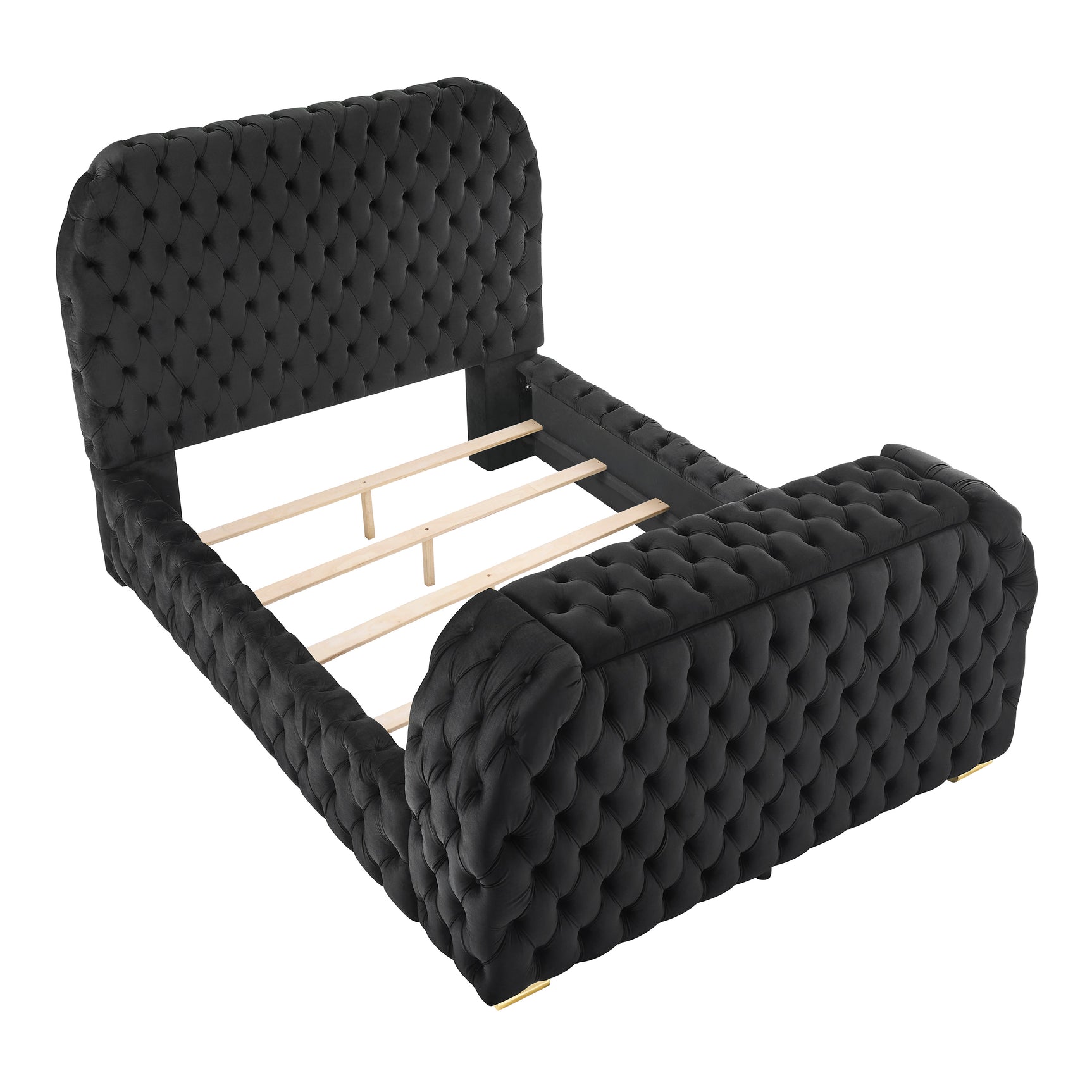 Side angle of Natalia king bed upholstered panels